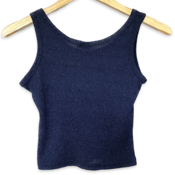 Ribbed Dark Blue Tank Top - Picture 3 of 3